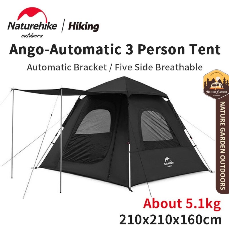 Naturehike Ango Pop Up Tent Automatic Tent Outdoor Portable Folding 3 Person Family Tent for Camping Park