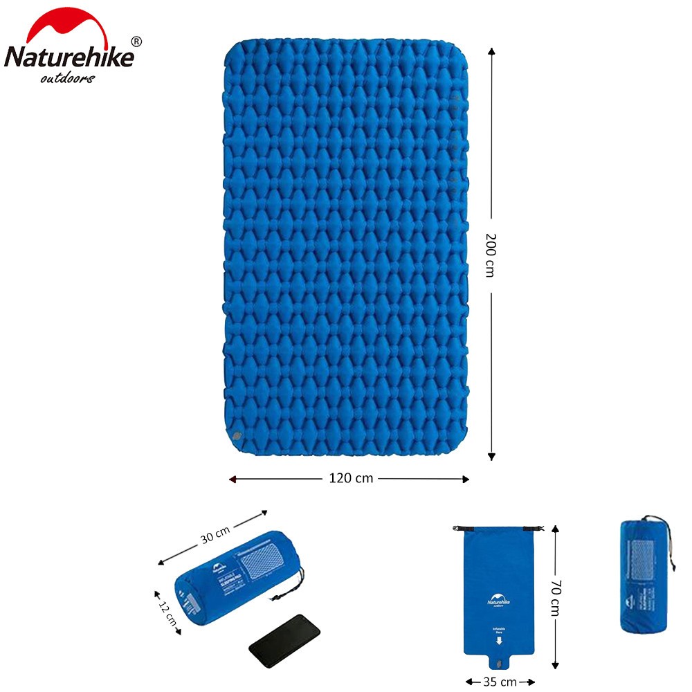Naturehike Nylon TPU Sleeping Pad Ultra-Light Moistureproof Air Mattress Portable Inflatable Outdoor Camping Mat Tent Sleeping Cushion Air Bed