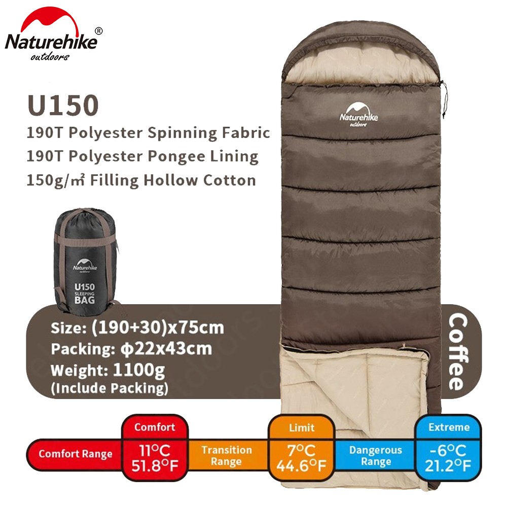 Naturehike U Series Envelope Sleeping Bag with Hood