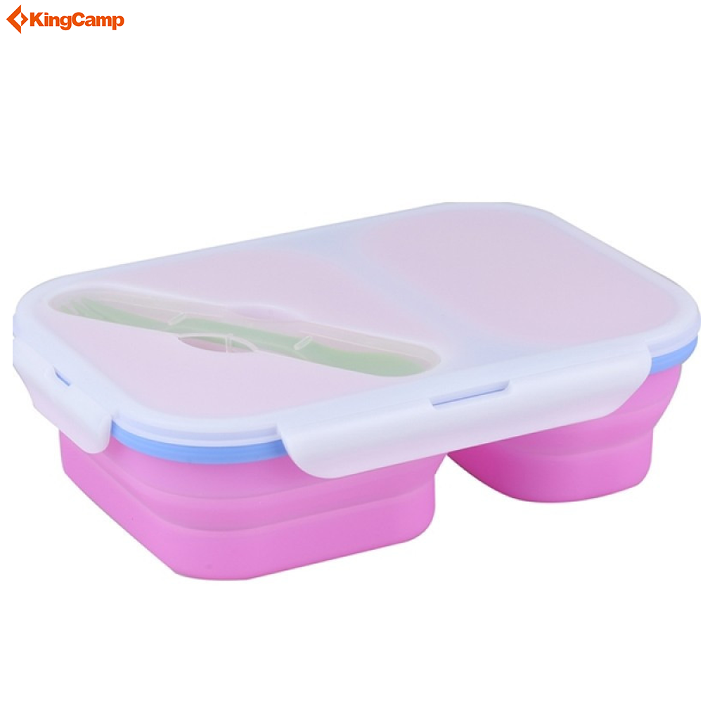 KINGCAMP Silicone Foldable Lunch Box BPA Free Microwave Dishwasher Freezer Safe