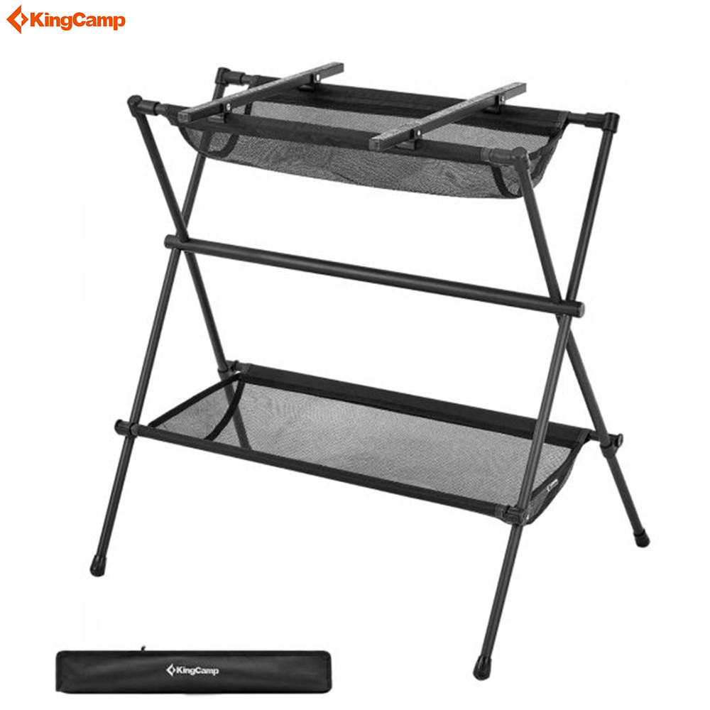 KingCamp Portable  Aluminum Frame with Mesh Shelf Storage Rack for Camp Kitchen Grill