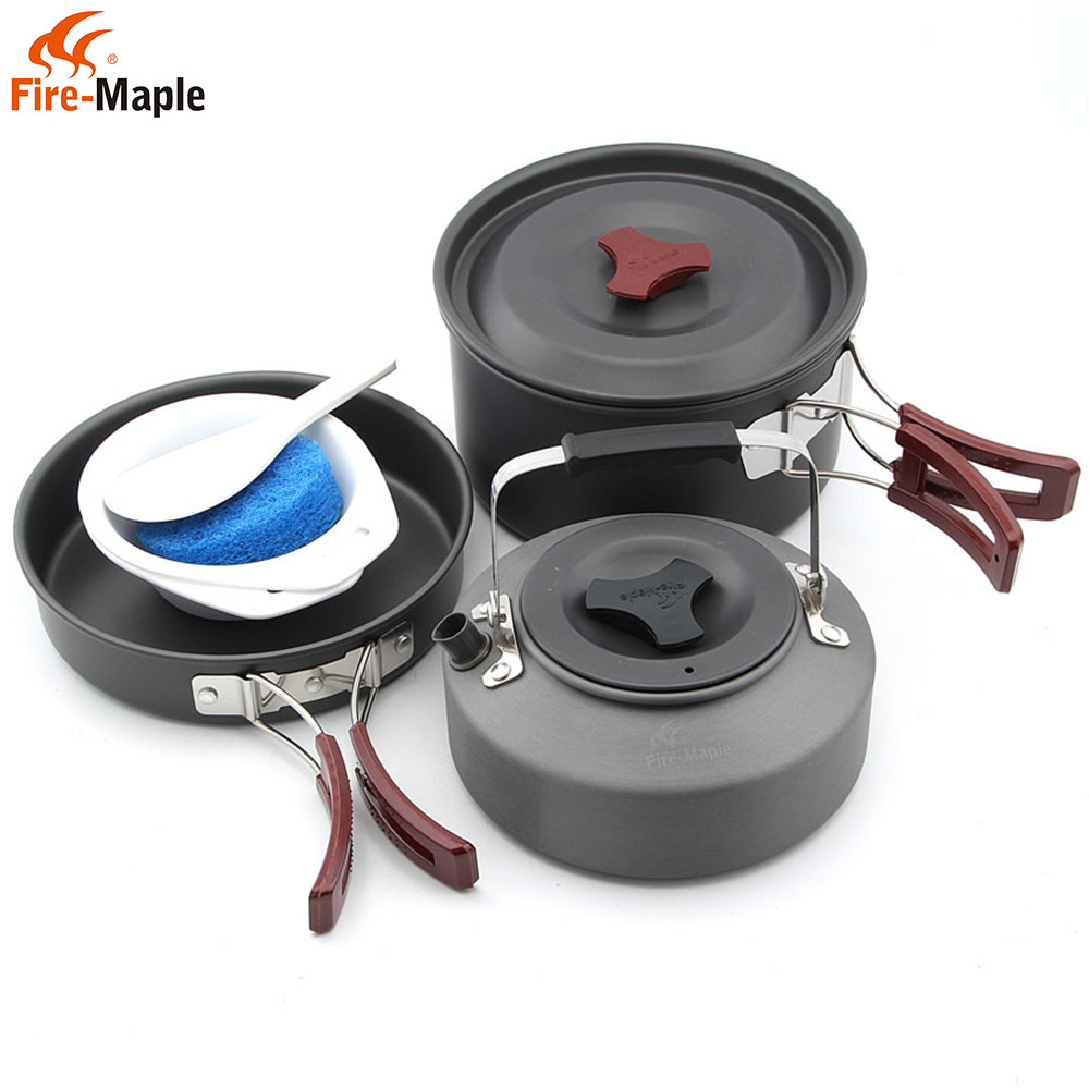 Fire Maple FMC 204 Hard Anodized Aluminium Non Stick Portable Camping Hiking Picnic Outdoor Cookware Set