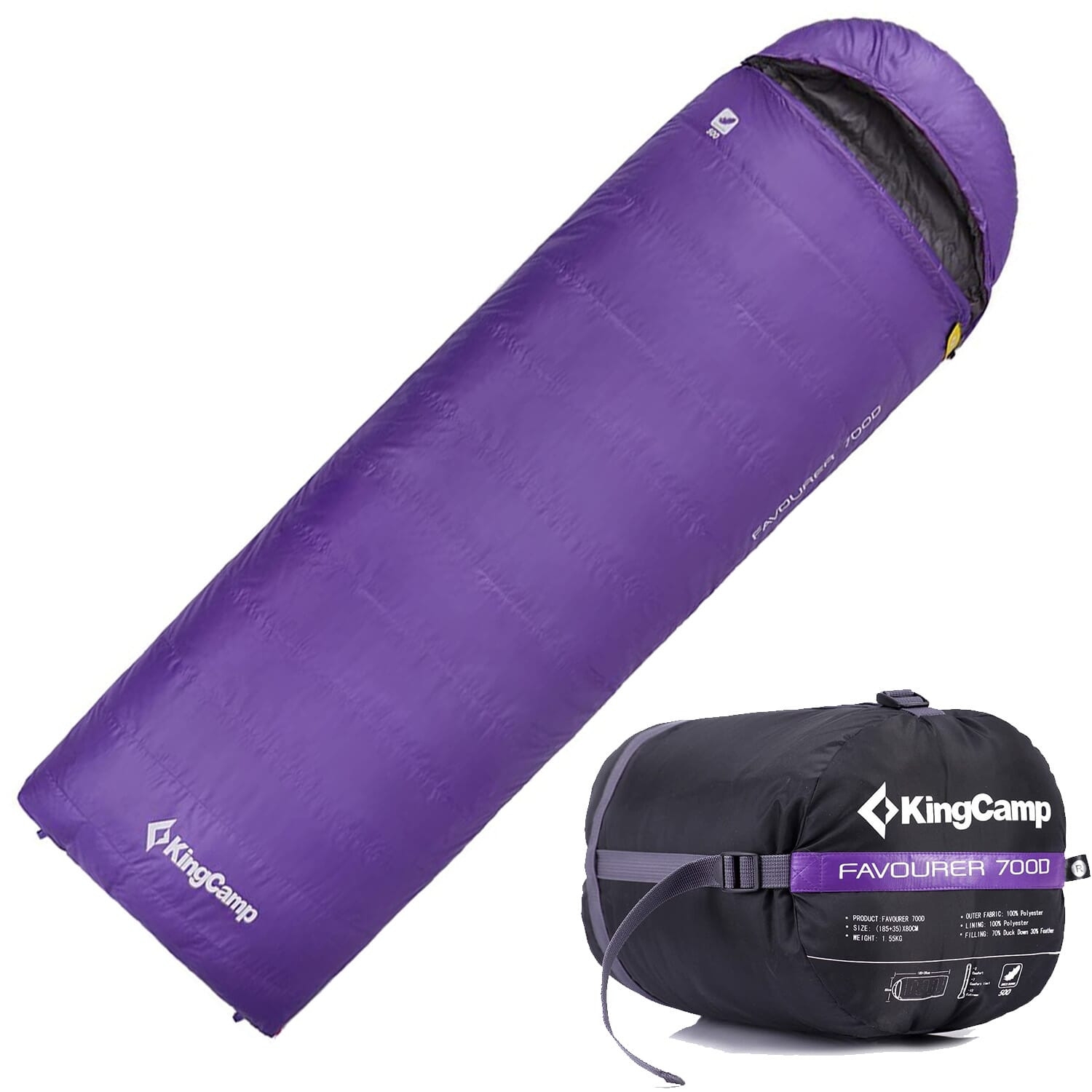 KingCamp Favourer 700 D Envelope Duck Down Ultra Warm Comfort Sleeping Bag for Camping Hiking Trekking