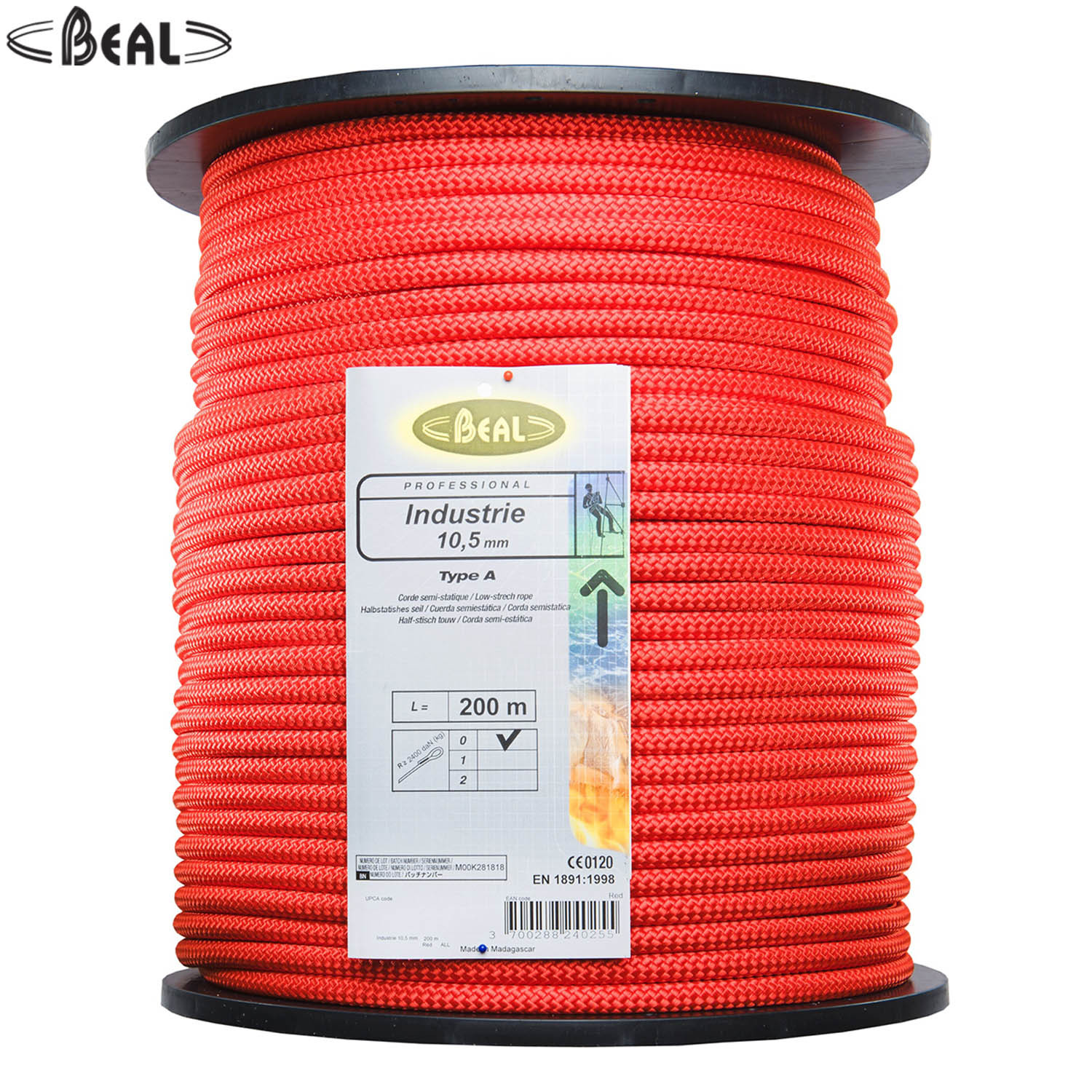 Beal Industrie Rope 10.5 mm (200 mtr. Roll)