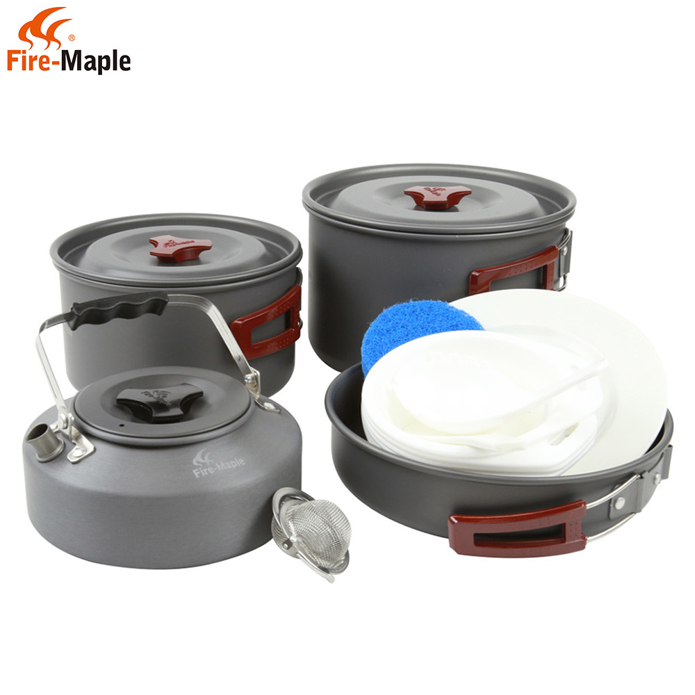 Fire Maple FMC 209 Outdoor 4 Pcs/Set 3-4 People Camping Cookware Frying Pan/Coffee Maker Bowl