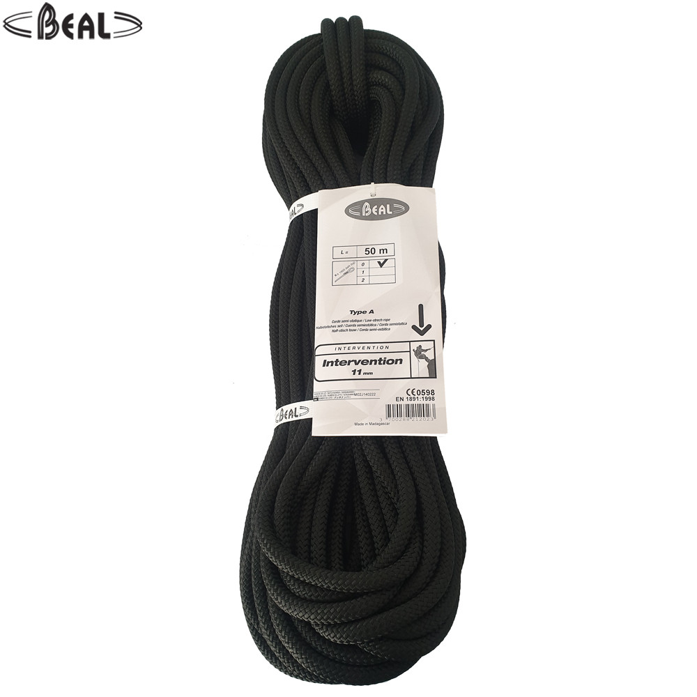 Beal Intervention 11 mm Semi Static Rope Black (50 mtr. / 100 mtr. Pack)